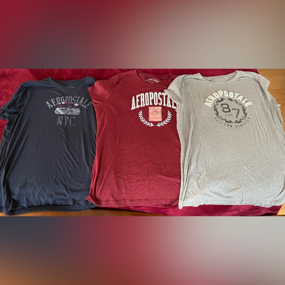 Aeropostale Navy, Maroon, and Gray Graphic Tees